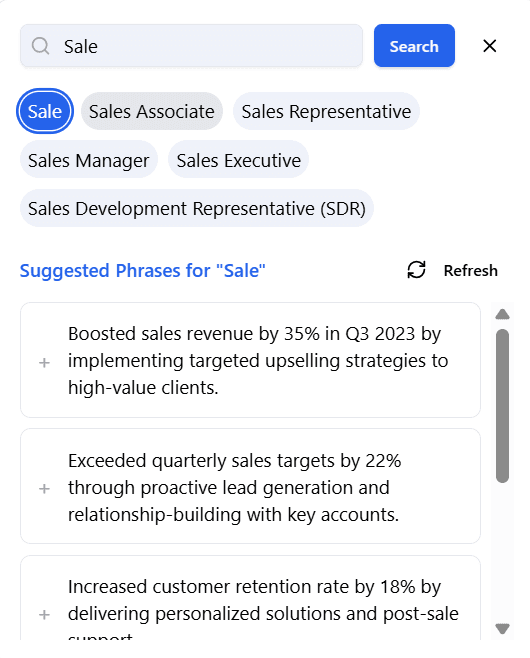 AI Suggestion Keyword Phrases Feature Screenshot